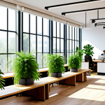 Biophilic Coworking Space**

"A bright and airy coworking space filled with lush green plants and natural light streaming through large windows, workers at ergonomic desks, collaborative seating areas, natural wood accents, safe for work, appropriate content, fully clothed, professional, perfect anatomy, natural proportions, high-quality rendering, family-friendly."

**