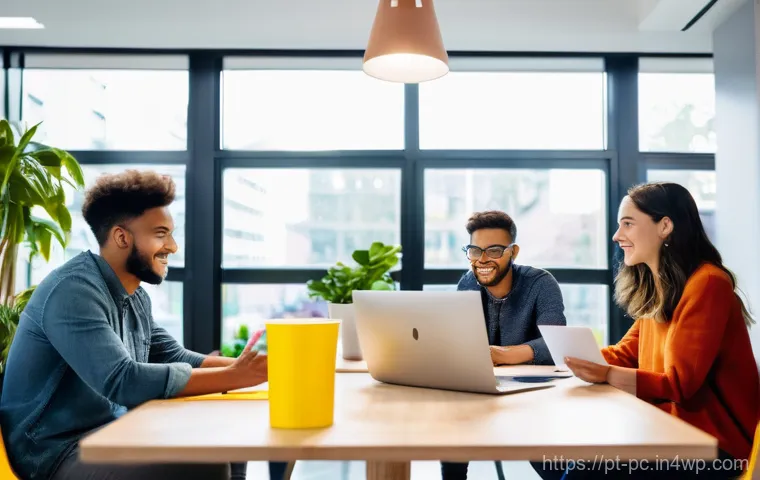 청년 창업을 위한 코워킹 스페이스 지원 프로그램 - Image Prompt 1: Vibrant Coworking Collaboration**