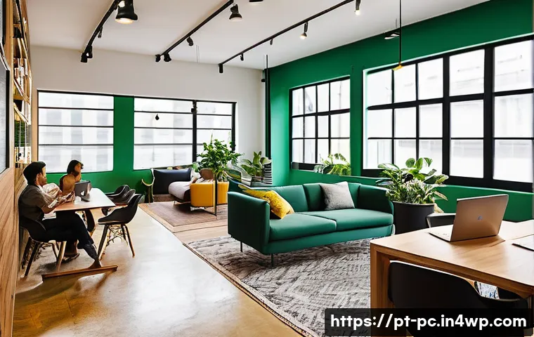 코워킹 스페이스 커뮤니티의 역할 - A modern coworking space in São Paulo with an open layout featuring diverse professionals collaborat...