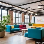Home 22 코워킹 스페이스와 IT 스타트업의 관계 - A modern, bright coworking space designed to stimulate creativity and innovation: open floor plan wi...