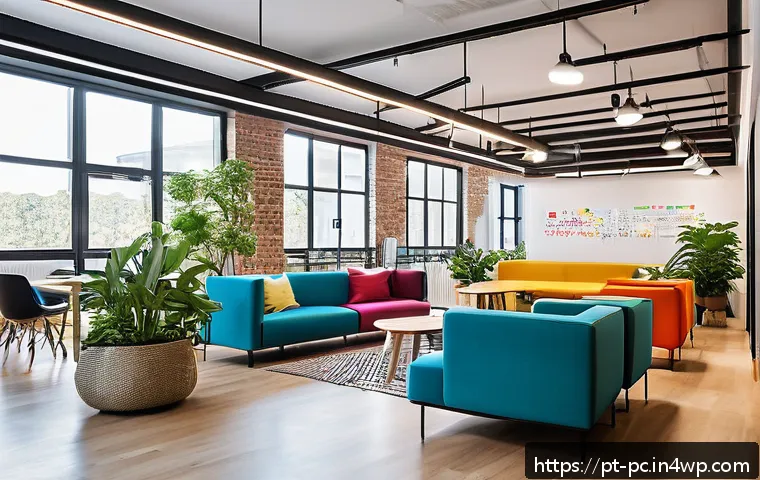 코워킹 스페이스와 IT 스타트업의 관계 - A modern, bright coworking space designed to stimulate creativity and innovation: open floor plan wi...