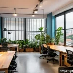 Home 21 코워킹 스페이스의 코로나19 이후 변화 - A modern coworking space in São Paulo, Brazil, featuring diverse work areas including quiet isolated...