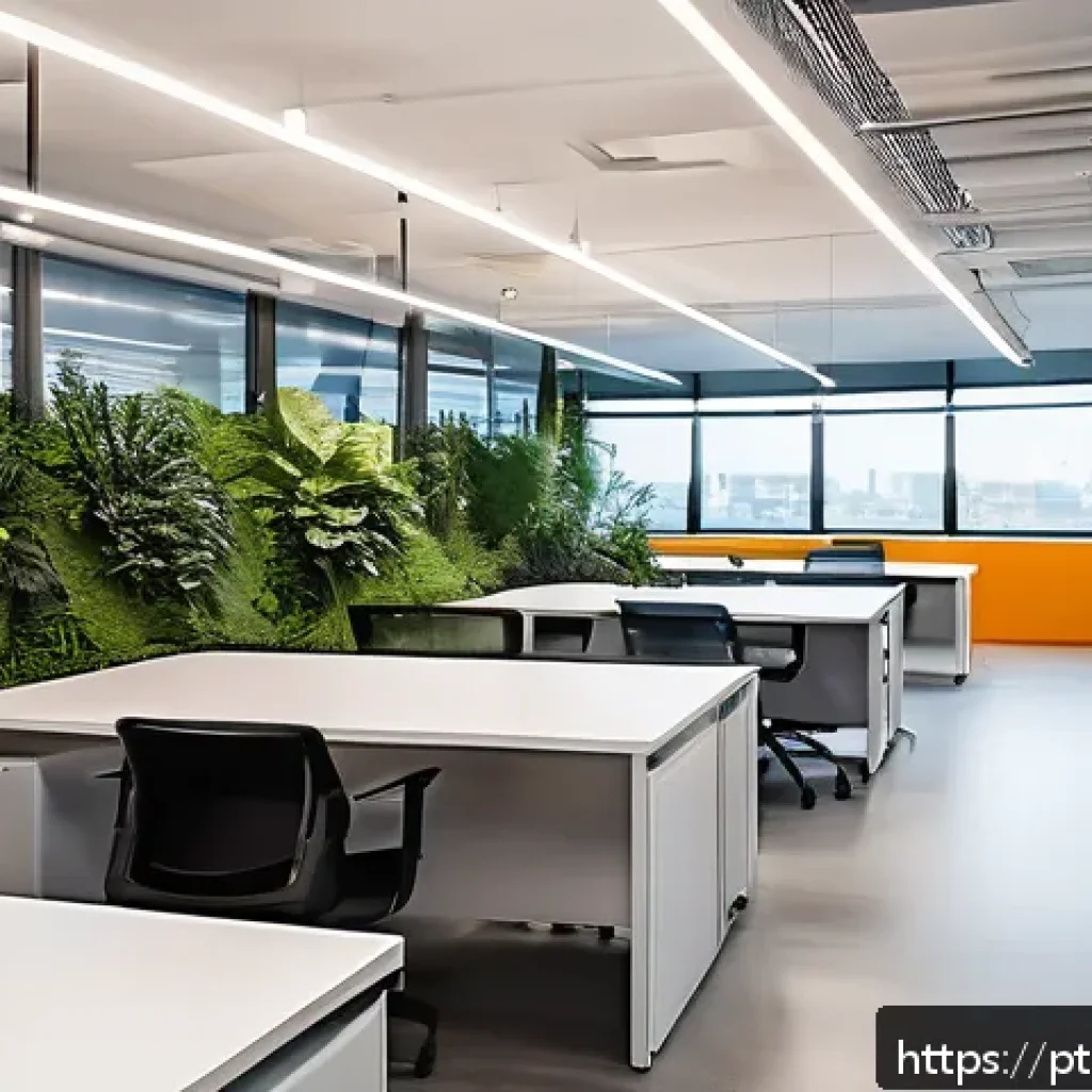 코워킹 스페이스 내 개인 작업 공간의 중요성 - A modern coworking space designed for Brazilian professionals, featuring individual work cabins with...